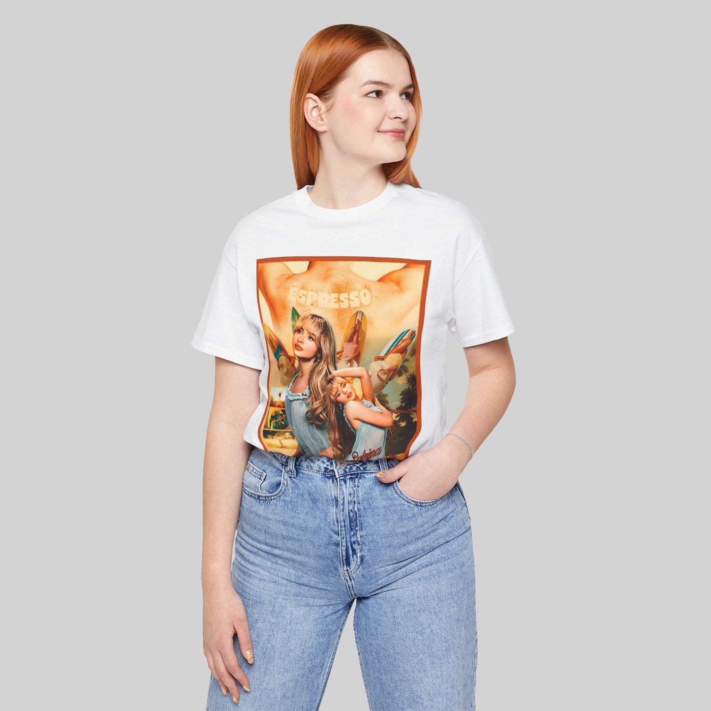 Unisex "Espresso Vibes" Retro Tee With Cool Kiss - Sabrina Carpenter Merch