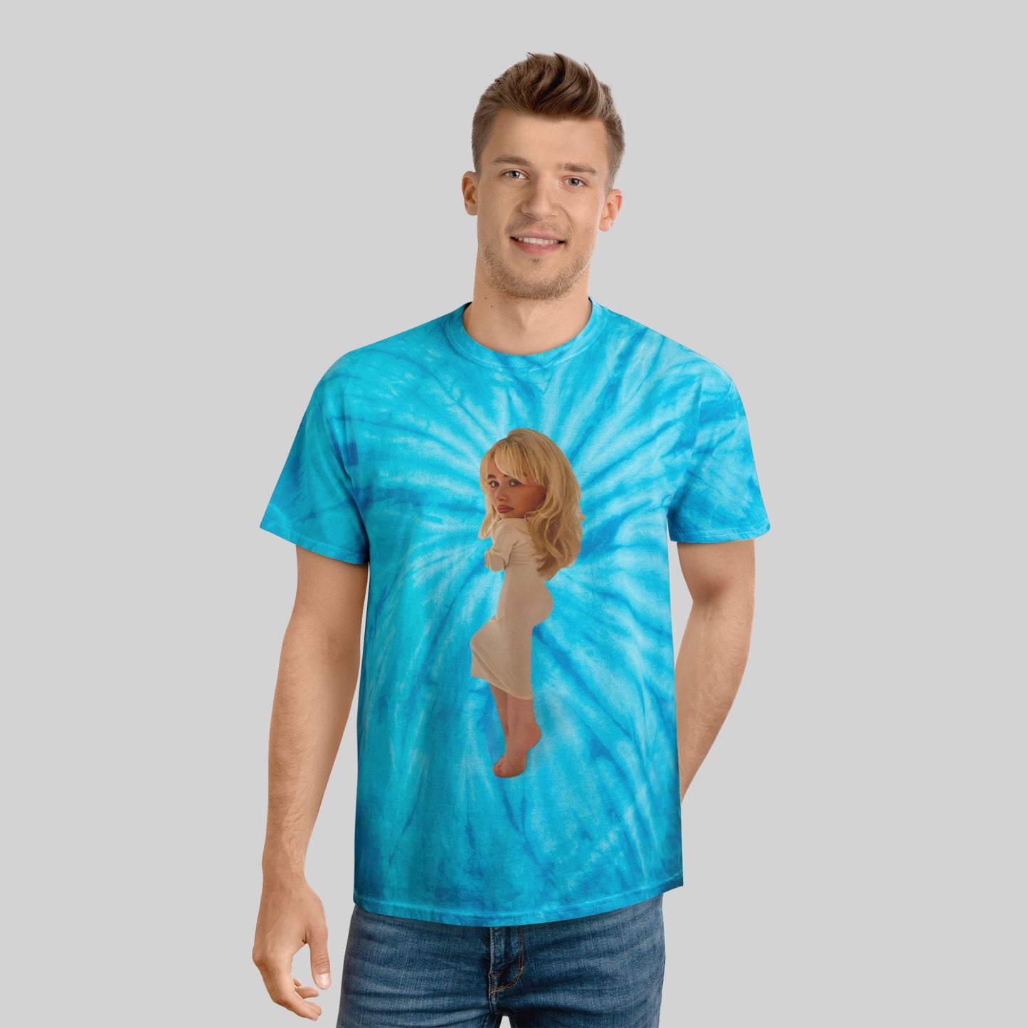 Vibrant Tie-Dye Tee with Chic Graphic Design - Sabrina Carpenter Merch