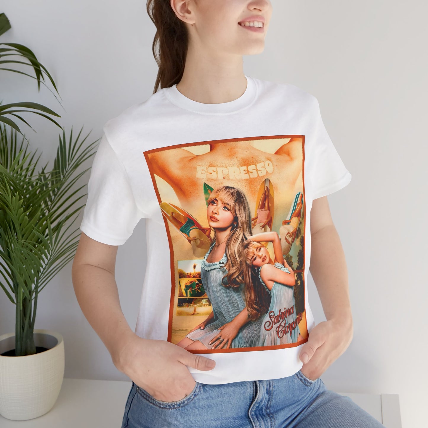 Unisex "Espresso Vibes" Retro Tee With Cool Kiss - Sabrina Carpenter Merch