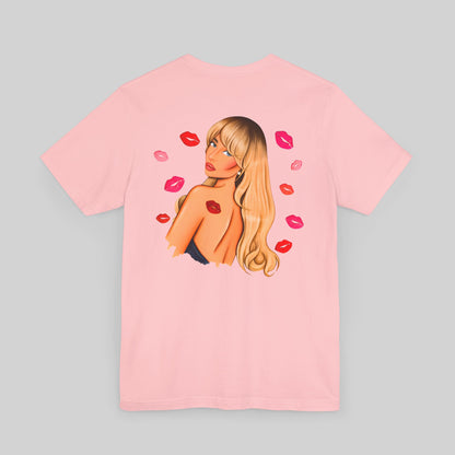 Festive Glam Unisex Tee with Star and Kiss - Sabrina Carpenter Merch