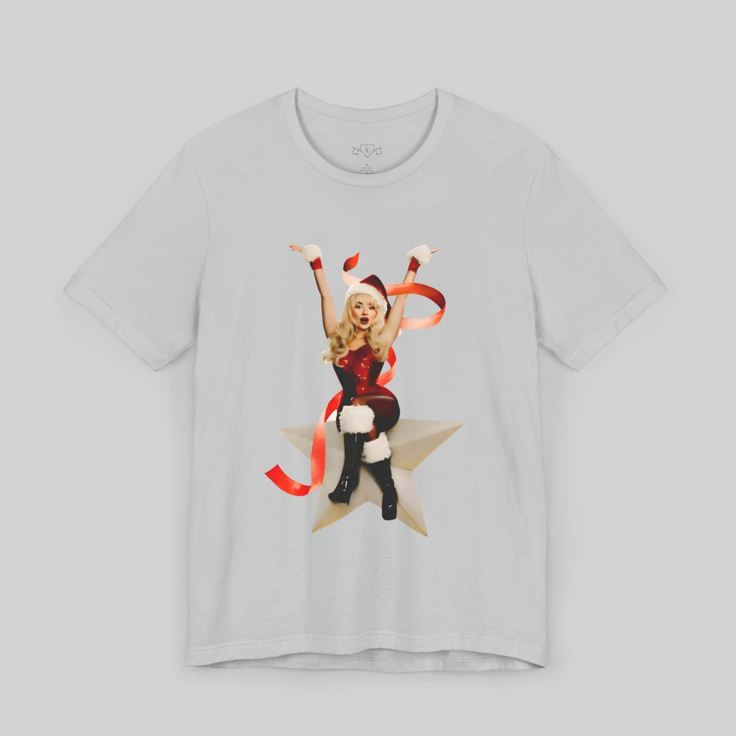Festive Glam Unisex Tee with Star and Kiss - Sabrina Carpenter Merch