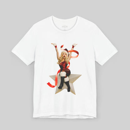 Festive Glam Unisex Tee with Star and Kiss - Sabrina Carpenter Merch