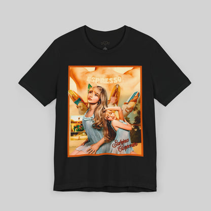 Unisex "Espresso Vibes" Retro Tee With Cool Kiss - Sabrina Carpenter Merch