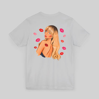 Festive Glam Unisex Tee with Star and Kiss - Sabrina Carpenter Merch