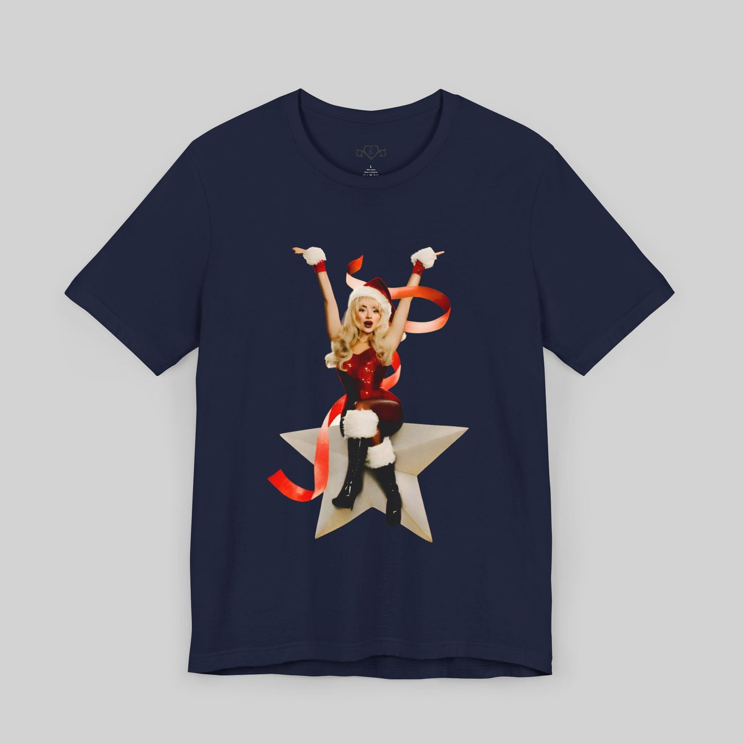 Festive Glam Unisex Tee with Star and Kiss - Sabrina Carpenter Merch