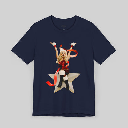 Festive Glam Unisex Tee with Star and Kiss - Sabrina Carpenter Merch