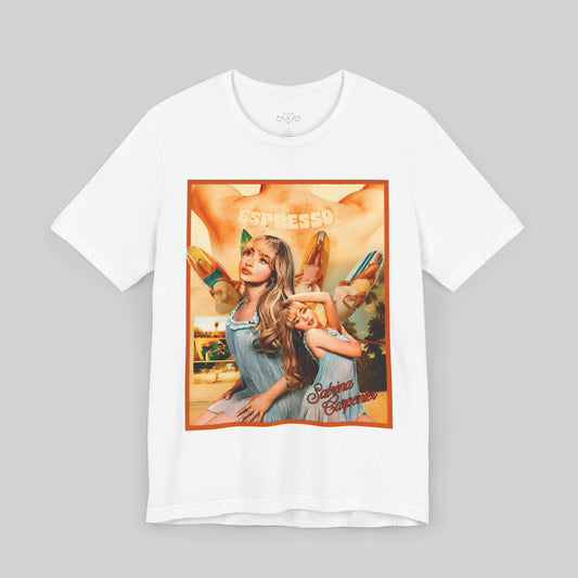Unisex "Espresso Vibes" Retro Tee With Cool Kiss - Sabrina Carpenter Merch