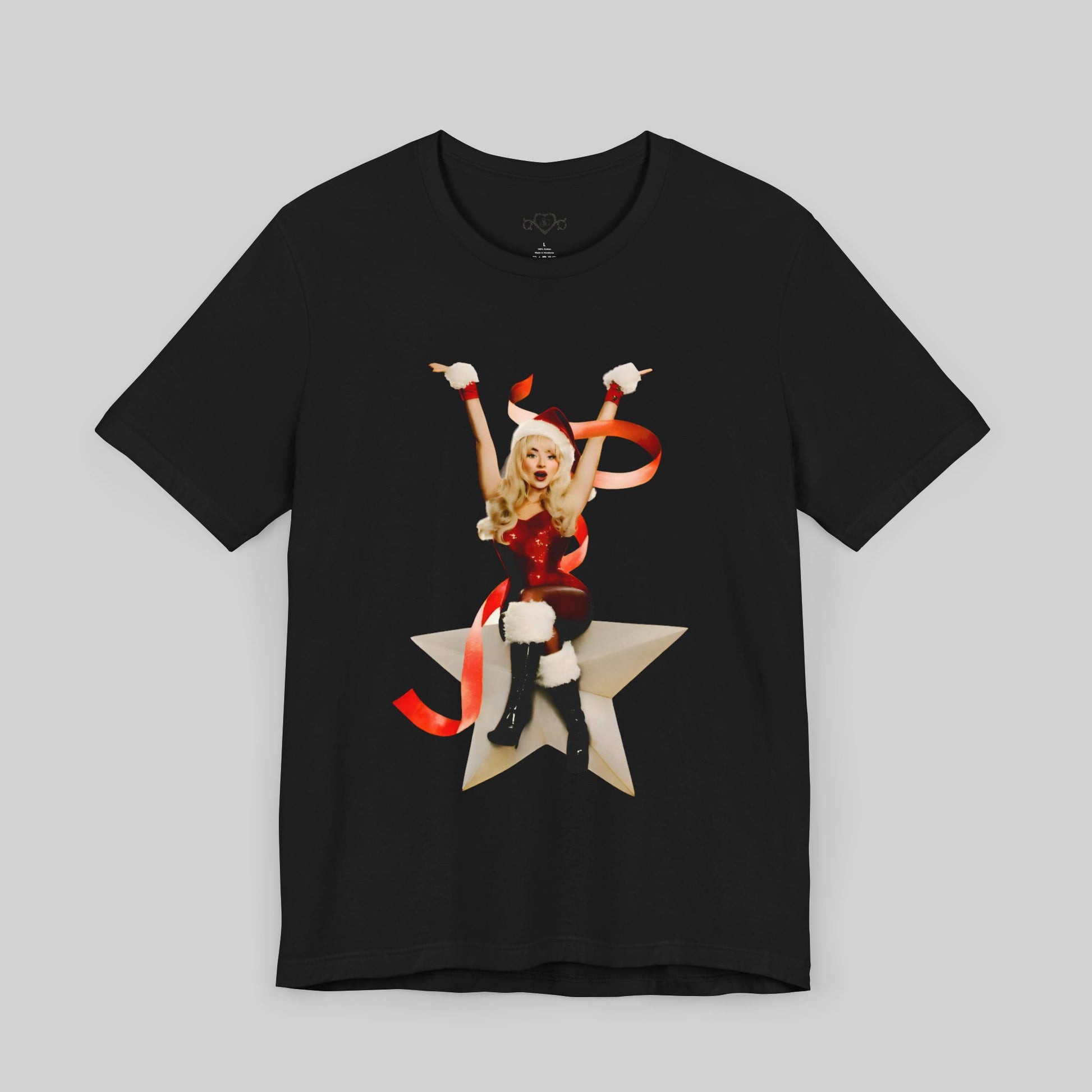 Festive Glam Unisex Tee with Star and Kiss - Sabrina Carpenter Merch