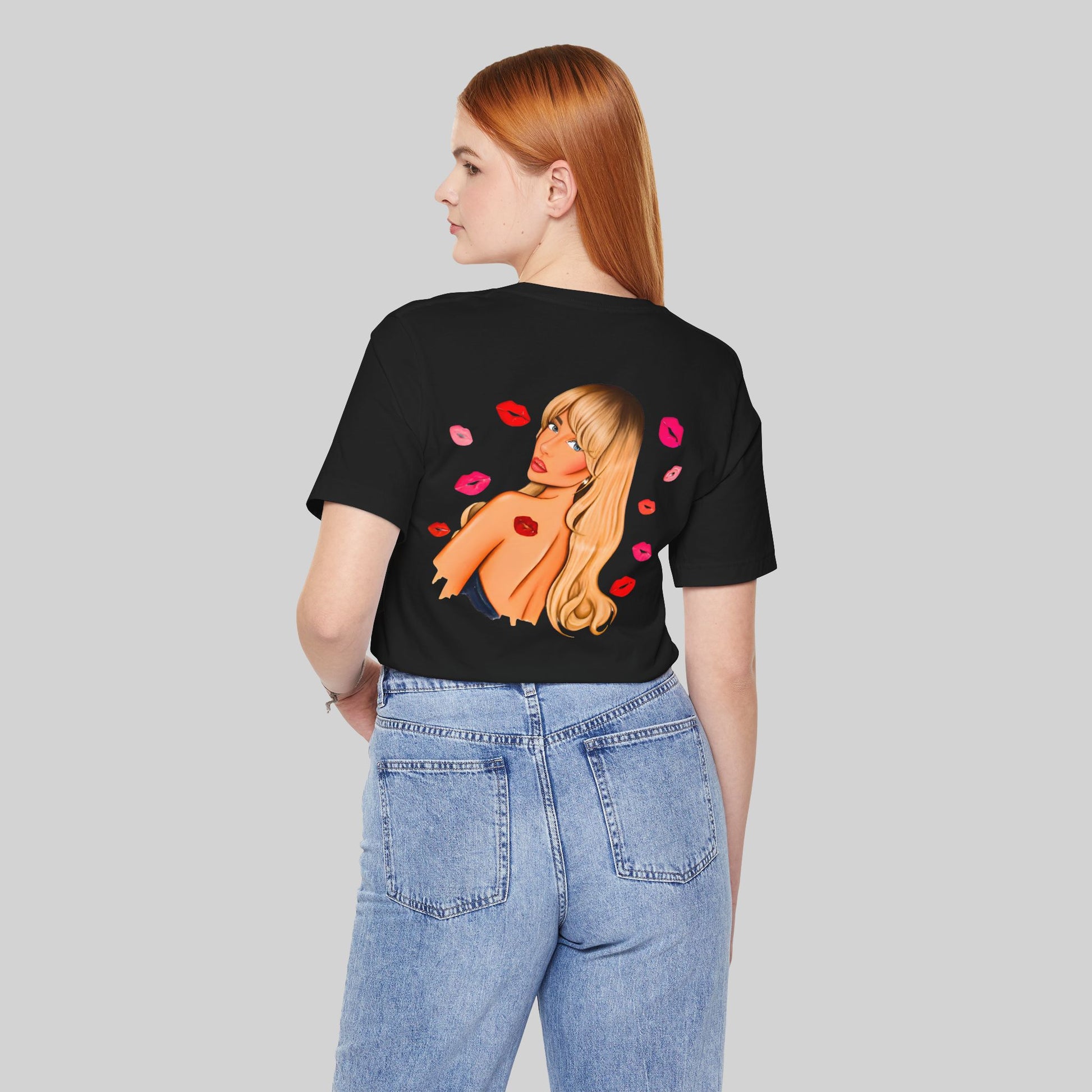 Festive Glam Unisex Tee with Star and Kiss - Sabrina Carpenter Merch
