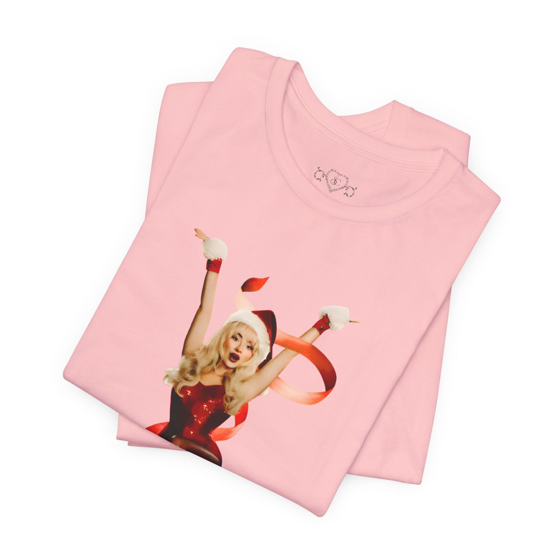 Festive Glam Unisex Tee with Star and Kiss - Sabrina Carpenter Merch