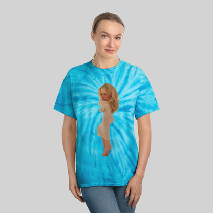 Vibrant Tie-Dye Tee with Chic Graphic Design - Sabrina Carpenter Merch