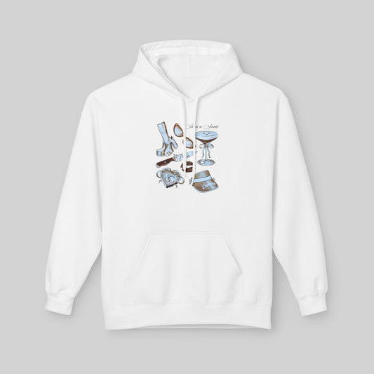 White Sabrina Carpenter Lover Hoodie with graphic design on a gray background
