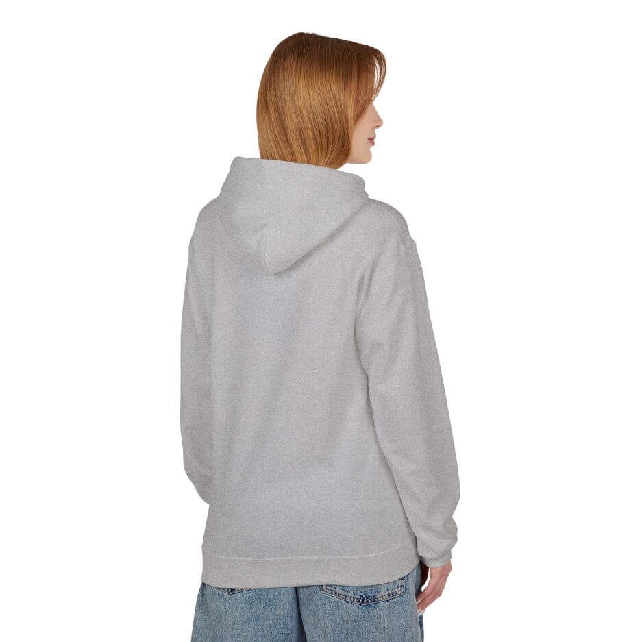 Person wearing a gray Sabrina Carpenter Espresso Lover Hoodie and jeans on a white background
