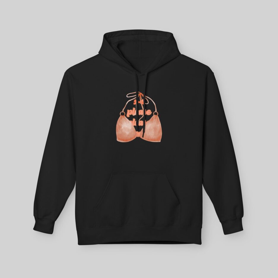 Black Sabrina Carpenter Espresso Vibes Hoodie with a unique design on a gray background
