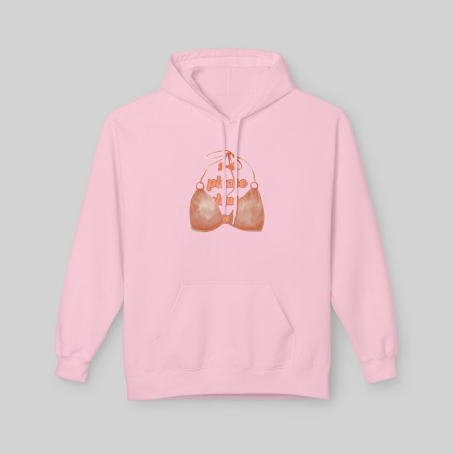 Pink Sabrina Carpenter Espresso Vibes Hoodie with a graphic design on a gray background