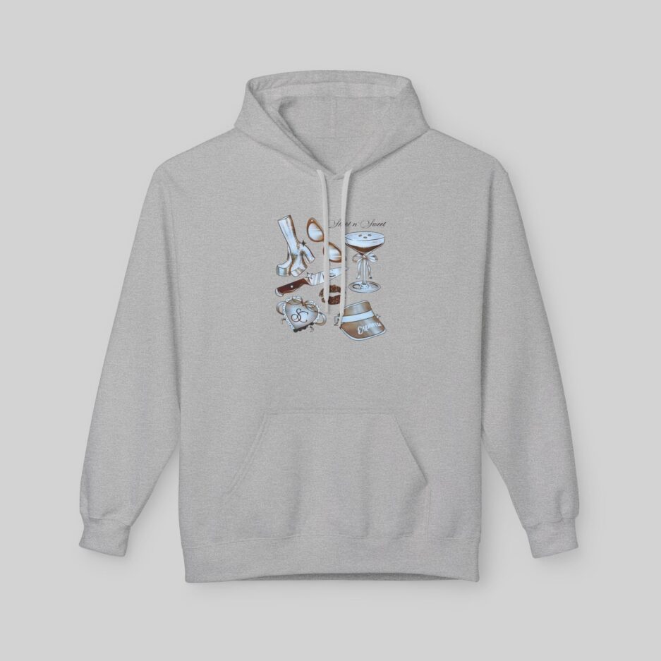 Gray Sabrina Carpenter Lover Hoodie with graphic design on a light gray background